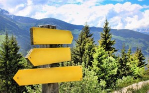 Signpost showing a variety of direction options